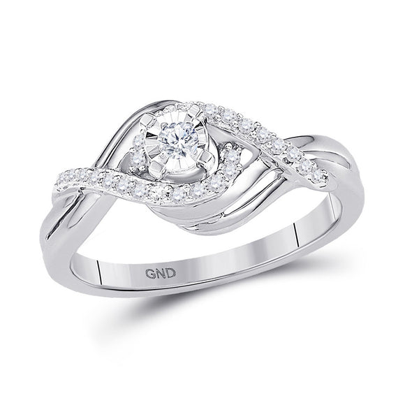 10kt White Gold Round Diamond Solitaire Bridal Wedding Engagement Ring 1/5 Cttw