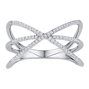 10kt White Gold Womens Round Diamond Negative Space Band Ring 1/5 Cttw