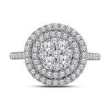 14kt White Gold Womens Round Diamond Circle Halo Cluster Ring 1 Cttw
