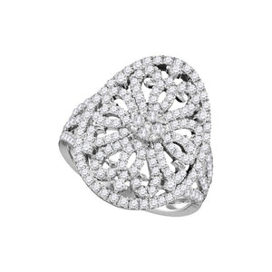 14kt White Gold Round Diamond Cluster Bridal Wedding Engagement Ring 1 Cttw