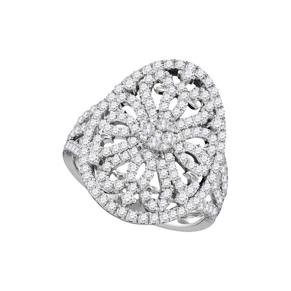 14kt White Gold Round Diamond Cluster Bridal Wedding Engagement Ring 1 Cttw