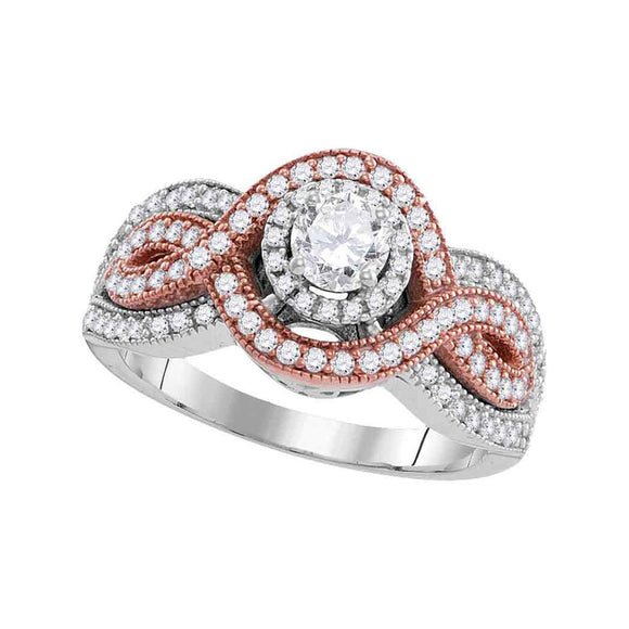 10kt Two-tone Gold Round Diamond Solitaire Bridal Wedding Engagement Ring 1 Cttw
