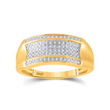 10kt Yellow Gold Mens Round Diamond Pave Band Ring 1/6 Cttw