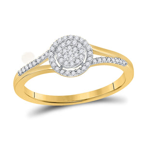 10kt Yellow Gold Womens Round Diamond Circle Cluster Split-shank Ring 1/6 Cttw