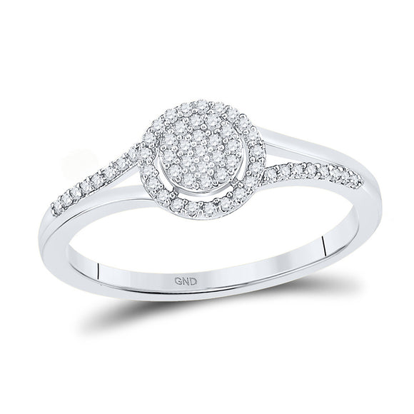 10kt White Gold Womens Round Diamond Cluster Ring 1/6 Cttw
