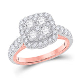 14kt Two-tone Gold Round Diamond Cluster Bridal Wedding Engagement Ring 2 Cttw
