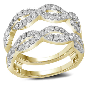 14kt Yellow Gold Womens Round Diamond Solitaire Enhancer Wedding Band 3/4 Cttw