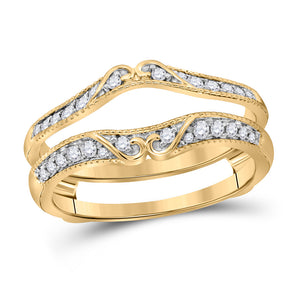 14kt Yellow Gold Womens Round Diamond Wrap Enhancer Wedding Band 1/4 Cttw