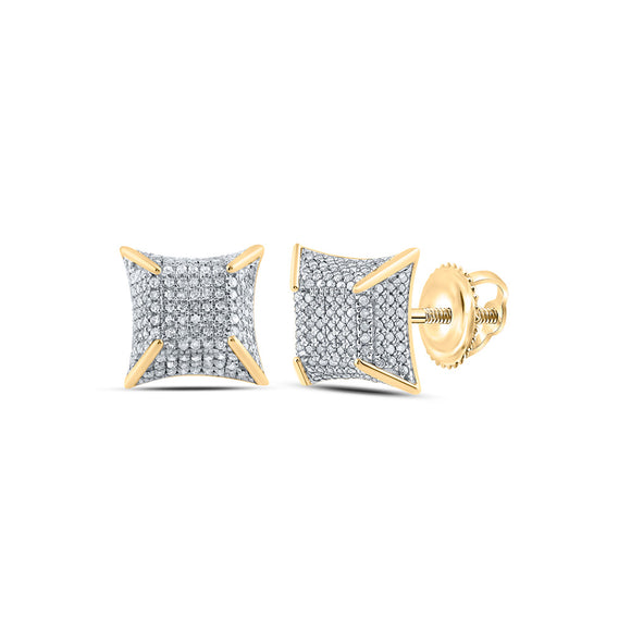 10kt Yellow Gold Round Diamond Square Earrings 1/2 Cttw