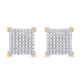 10kt Yellow Gold Round Diamond Square Earrings 1/3 Cttw