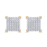 10kt Yellow Gold Round Diamond Square Earrings 1/3 Cttw
