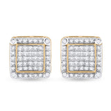 10kt Yellow Gold Round Diamond Square Earrings 1/3 Cttw