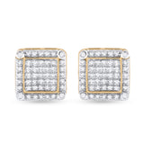 10kt Yellow Gold Round Diamond Square Earrings 1/3 Cttw