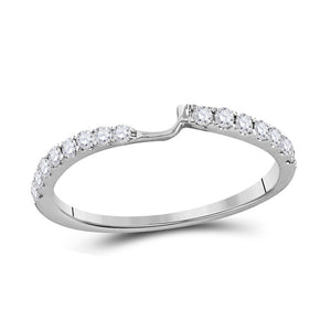 14kt White Gold Womens Round Diamond 2-stone Wedding Band 1/4 Cttw