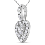 14kt White Gold Womens Round Diamond Heart Pendant 1/3 Cttw
