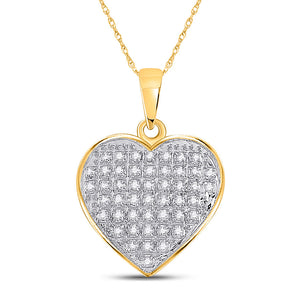 10kt Yellow Gold Womens Round Diamond Heart Pendant 1/6 Cttw