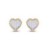 10kt Yellow Gold Womens Princess Diamond Heart Earrings 1/3 Cttw