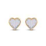 10kt Yellow Gold Womens Princess Diamond Heart Earrings 1/3 Cttw
