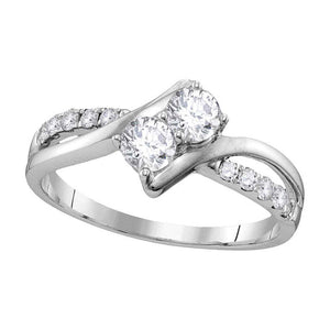 10kt White Gold Round Diamond 2-stone Bridal Wedding Engagement Ring 5/8 Cttw