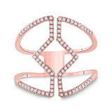10kt Rose Gold Womens Round Diamond Bisected Negative Space Band Ring 1/4 Cttw