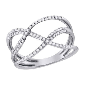 10kt White Gold Womens Round Diamond Open Strand Band Ring 1/3 Cttw