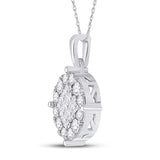 14kt White Gold Womens Princess Diamond Circle Cluster Pendant 1 Cttw