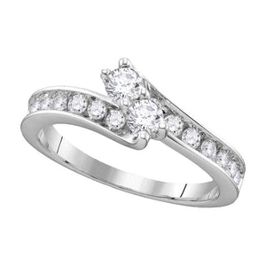 14kt White Gold Round Diamond 2-stone Bridal Wedding Engagement Ring 3/4 Cttw