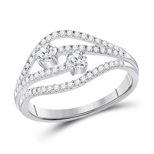 14kt White Gold Round Diamond 2-stone Bridal Wedding Engagement Ring 1/2 Cttw