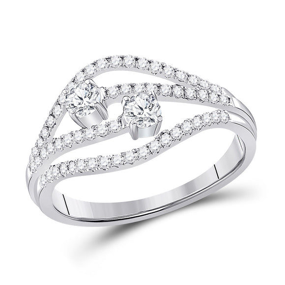 14kt White Gold Round Diamond 2-stone Bridal Wedding Engagement Ring 1/2 Cttw