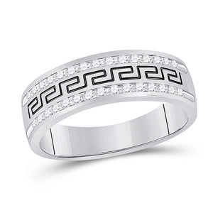 14k White Gold Mens Round Diamond Grecco Wedding Anniversary Band 1/2 Cttw