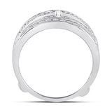 14kt White Gold Womens Round Diamond Wrap Ring Guard Enhancer 1/2 Cttw