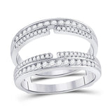 14kt White Gold Womens Round Diamond Wrap Ring Guard Enhancer 1/2 Cttw