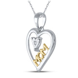 Sterling Silver Womens Round Diamond Heart Mom Pendant .02 Cttw