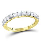 10kt Yellow Gold Womens Baguette Round Diamond Band Ring 1/2 Cttw