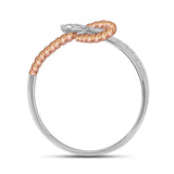 10kt Two-tone Gold Womens Round Diamond Rope Band Ring 1/6 Cttw