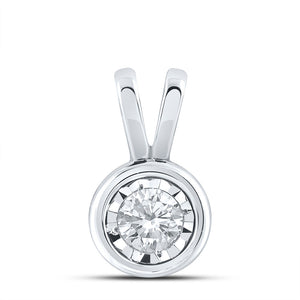 10kt White Gold Womens Round Diamond Solitaire Pendant 1/4 Cttw