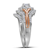 14kt Two-tone Gold Round Diamond Bridal Wedding Ring Band Set 1 Cttw