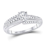 14kt White Gold Round Diamond Solitaire Bridal Wedding Engagement Ring 1/2 Cttw