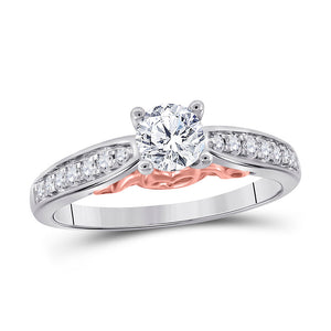 14kt White Gold Round Diamond Solitaire Bridal Wedding Engagement Ring 5/8 Cttw