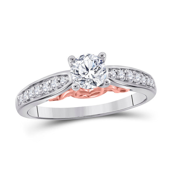 14kt White Gold Round Diamond Solitaire Bridal Wedding Engagement Ring 5/8 Cttw