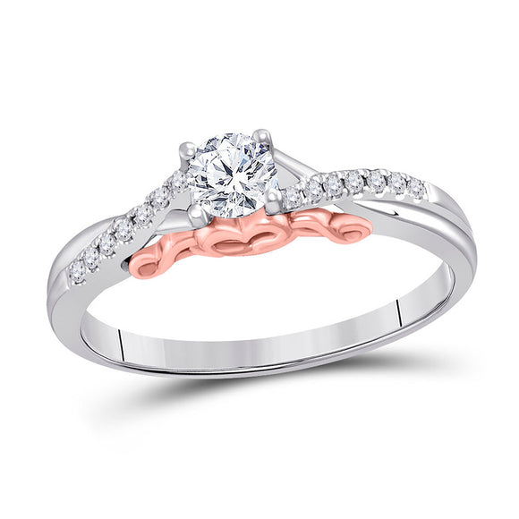 14kt White Gold Round Diamond Solitaire Bridal Wedding Engagement Ring 1/3 Cttw