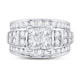 14kt White Gold Princess Diamond Cluster Bridal Wedding Engagement Ring 3 Cttw