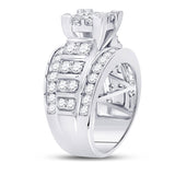 14kt White Gold Princess Diamond Cluster Bridal Wedding Engagement Ring 3 Cttw