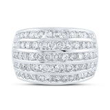 10kt White Gold Womens Round Diamond Five Row Band Ring 2 Cttw