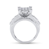 10kt White Gold Round Diamond Cluster Bridal Wedding Engagement Ring 1-1/2 Cttw