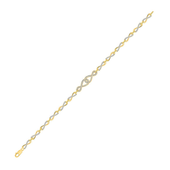 10kt Yellow Gold Womens Round Diamond Infinity Bracelet 1/2 Cttw