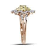 10kt Rose Gold Womens Round Diamond Flower Floral Cluster Ring 1/3 Cttw