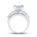 10kt White Gold Round Diamond Cluster Bridal Wedding Engagement Ring 1-3/4 Cttw
