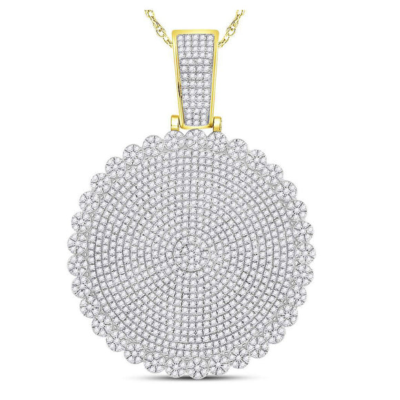 10kt Yellow Gold Mens Round Diamond Circle Cluster Charm Pendant 2-3/4 Cttw