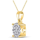 10kt Yellow Gold Womens Round Diamond Cluster Pendant 1/4 Cttw